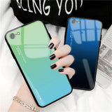 Maxbell Green Gradient Blue Tempered Glass Back Cover Phone Case for iPhone 7 8G - Aladdin Shoppers