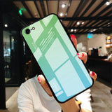 Maxbell Green Gradient Blue Tempered Glass Back Cover Phone Case for iPhone 7 8G - Aladdin Shoppers