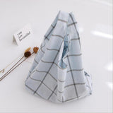 Maxbell Handheld Portable Cotton Linen Food Picnic Partysu Lunch Bag Light Blue Grid - Aladdin Shoppers