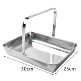 Maxbell Handle Platter Stainless Steel Dish Party Silver Food Serving Tray L 25x30cm - Aladdin Shoppers