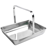 Maxbell Handle Platter Stainless Steel Dish Party Silver Food Serving Tray L 25x30cm - Aladdin Shoppers