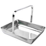 Maxbell Handle Platter Stainless Steel Dish Party Silver Food Serving Tray L 25x30cm - Aladdin Shoppers