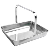 Maxbell Handle Platter Stainless Steel Dish Party Silver Food Serving Tray L 25x30cm - Aladdin Shoppers