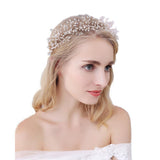 Maxbell Handmade Bridal HairBand with Rhinestone and Pearls Wedding Accessory Gold - Aladdin Shoppers