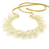 Maxbell Handmade Bridal HairBand with Rhinestone and Pearls Wedding Accessory Gold - Aladdin Shoppers