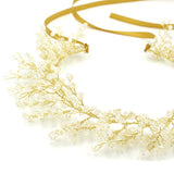 Maxbell Handmade Bridal HairBand with Rhinestone and Pearls Wedding Accessory Gold - Aladdin Shoppers