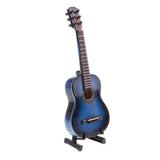 Maxbell Handmade Dollhouse Musical Instrument Wooden Guitar Model 1/8 Scale Blue - Aladdin Shoppers