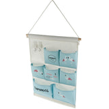 Maxbell Hanging Bag 7 Pocket Hook Flamingo House Wall Storage Folding Bag blue - Aladdin Shoppers