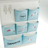Maxbell Hanging Bag 7 Pocket Hook Flamingo House Wall Storage Folding Bag blue - Aladdin Shoppers
