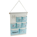 Maxbell Hanging Bag 7 Pocket Hook Flamingo House Wall Storage Folding Bag blue - Aladdin Shoppers