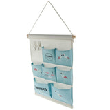Maxbell Hanging Bag 7 Pocket Hook Flamingo House Wall Storage Folding Bag blue - Aladdin Shoppers