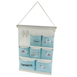 Maxbell Hanging Bag 7 Pocket Hook Flamingo House Wall Storage Folding Bag blue - Aladdin Shoppers