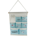 Maxbell Hanging Bag 7 Pocket Hook Flamingo House Wall Storage Folding Bag blue - Aladdin Shoppers