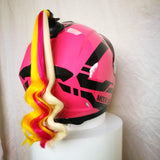Maxbell Helmet Braids Ponytail Motorcycle Helmet Curly Wig Black + Light Yellow - Aladdin Shoppers