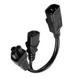 Maxbell IEC320-C14 TO C13+C5 Splitter Outlet AC Power Cord 1-to-2 UPS Cabinet Server - Aladdin Shoppers