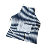 Maxbell Japanese Navy Style Cotton and Linen Stripe Apron Kitchen Bib Blue Anchor - Aladdin Shoppers