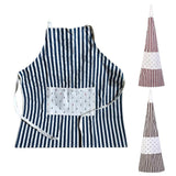 Maxbell Japanese Navy Style Cotton and Linen Stripe Apron Kitchen Bib Blue Anchor - Aladdin Shoppers
