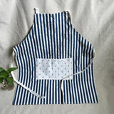 Maxbell Japanese Navy Style Cotton and Linen Stripe Apron Kitchen Bib Blue Anchor