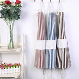 Maxbell Japanese Navy Style Cotton and Linen Stripe Apron Kitchen Bib Blue Stripe - Aladdin Shoppers