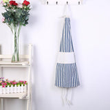 Maxbell Japanese Navy Style Cotton and Linen Stripe Apron Kitchen Bib Blue Stripe - Aladdin Shoppers