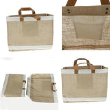 Maxbell Jute Fabric Shopping Bag Waterproof Tote Bag Handbag L: 45x35x20cm - Aladdin Shoppers