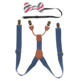 Maxbell Kid Boy Girl Necktie Adjustable Y-back Suspender Set Clip-on Strap Blue - Aladdin Shoppers