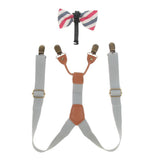 Maxbell Kid Boy Girl Necktie Adjustable Y-back Suspender Set Clip-on Strap Gray - Aladdin Shoppers