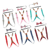 Maxbell Kid Boy Girl Necktie Adjustable Y-back Suspender Set Clip-on Strap Gray - Aladdin Shoppers