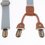 Maxbell Kid Boy Girl Necktie Adjustable Y-back Suspender Set Clip-on Strap Gray - Aladdin Shoppers