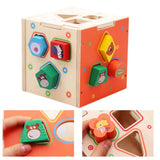 Maxbell Kids Cute Animal Shape Sorting Cube Wooden Educational Montessori Toys Gift - Aladdin Shoppers
