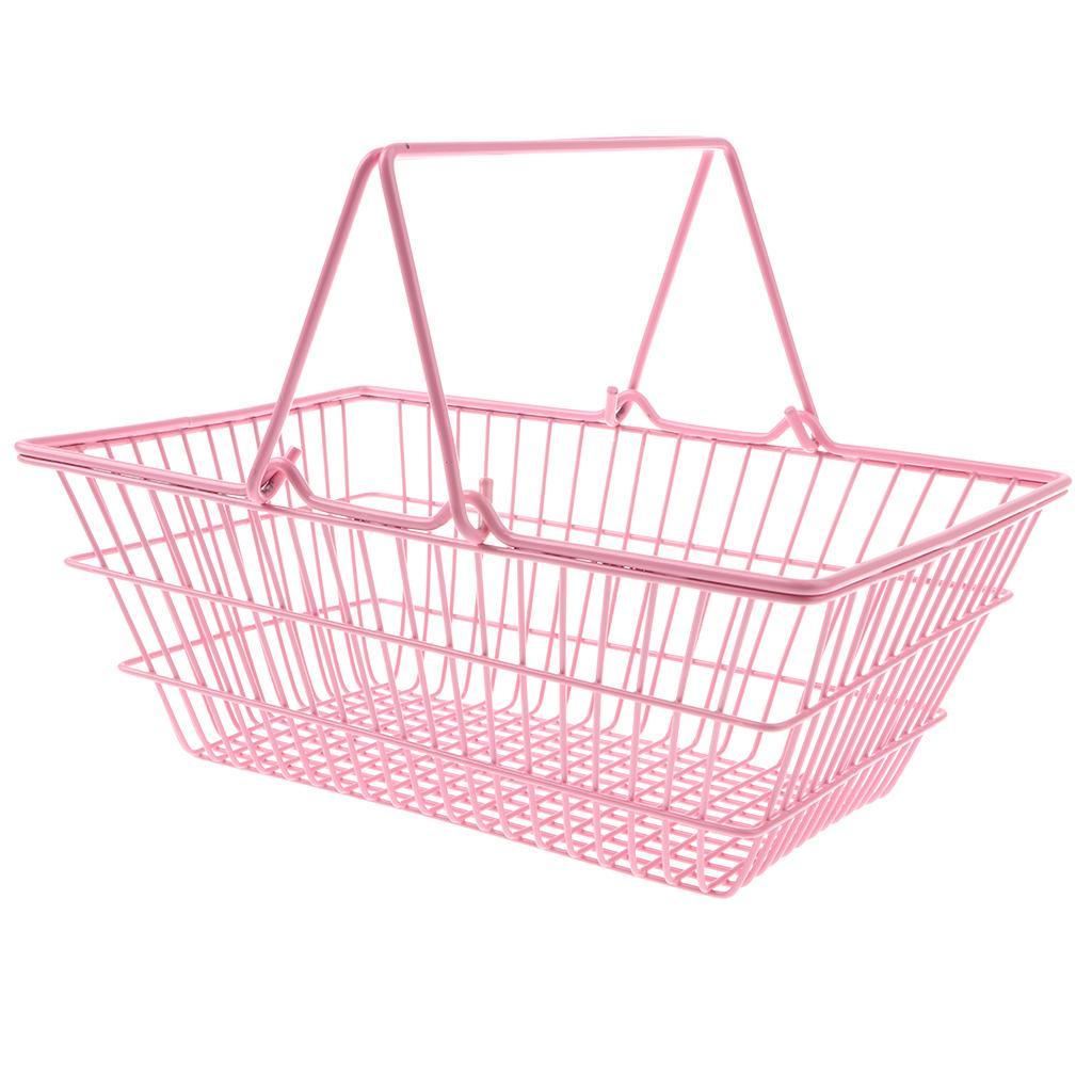 Maxbell Kids Mini Metal Supermarket Shopping Basket For Kitchen Fruit Vegetable Food Grocery Storage Pretend Play Tools Toy Gifts Pink L - Aladdin Shoppers