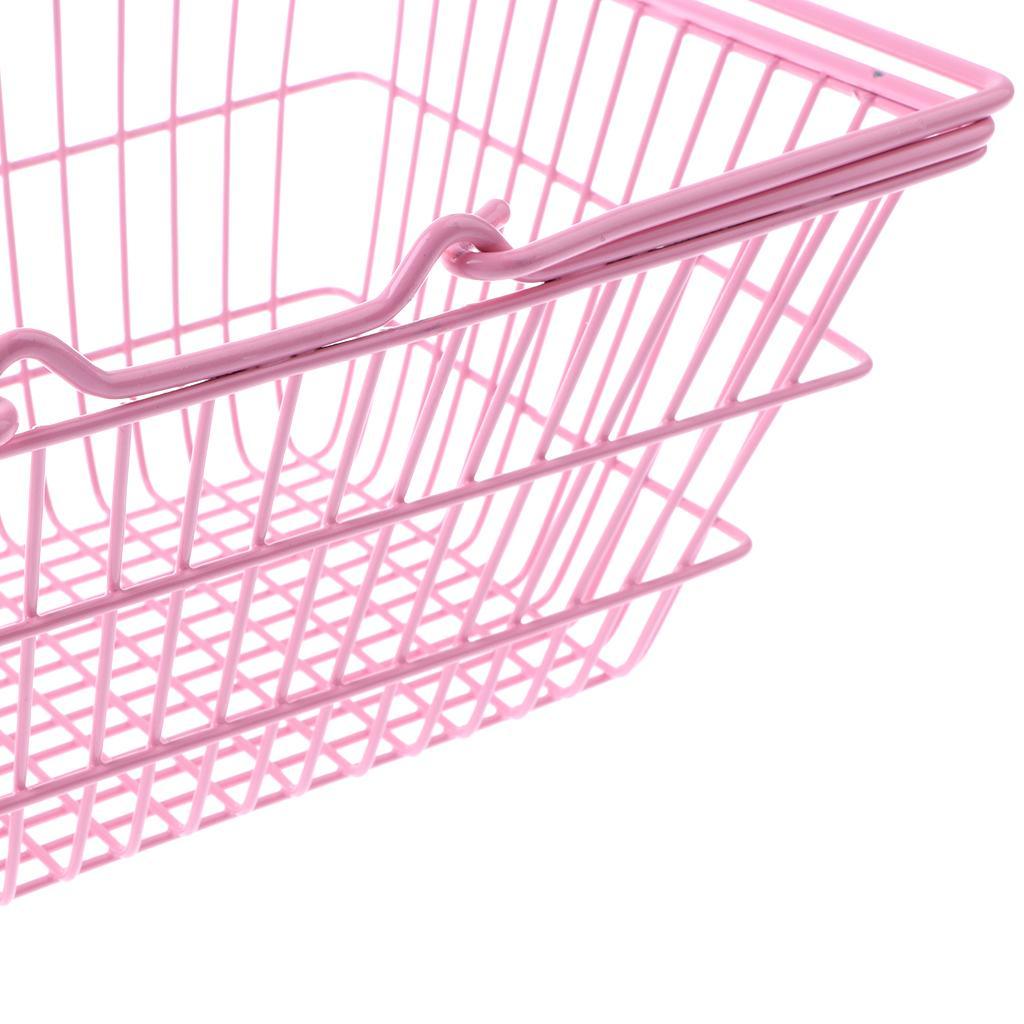 Maxbell Kids Mini Metal Supermarket Shopping Basket For Kitchen Fruit Vegetable Food Grocery Storage Pretend Play Tools Toy Gifts Pink L - Aladdin Shoppers