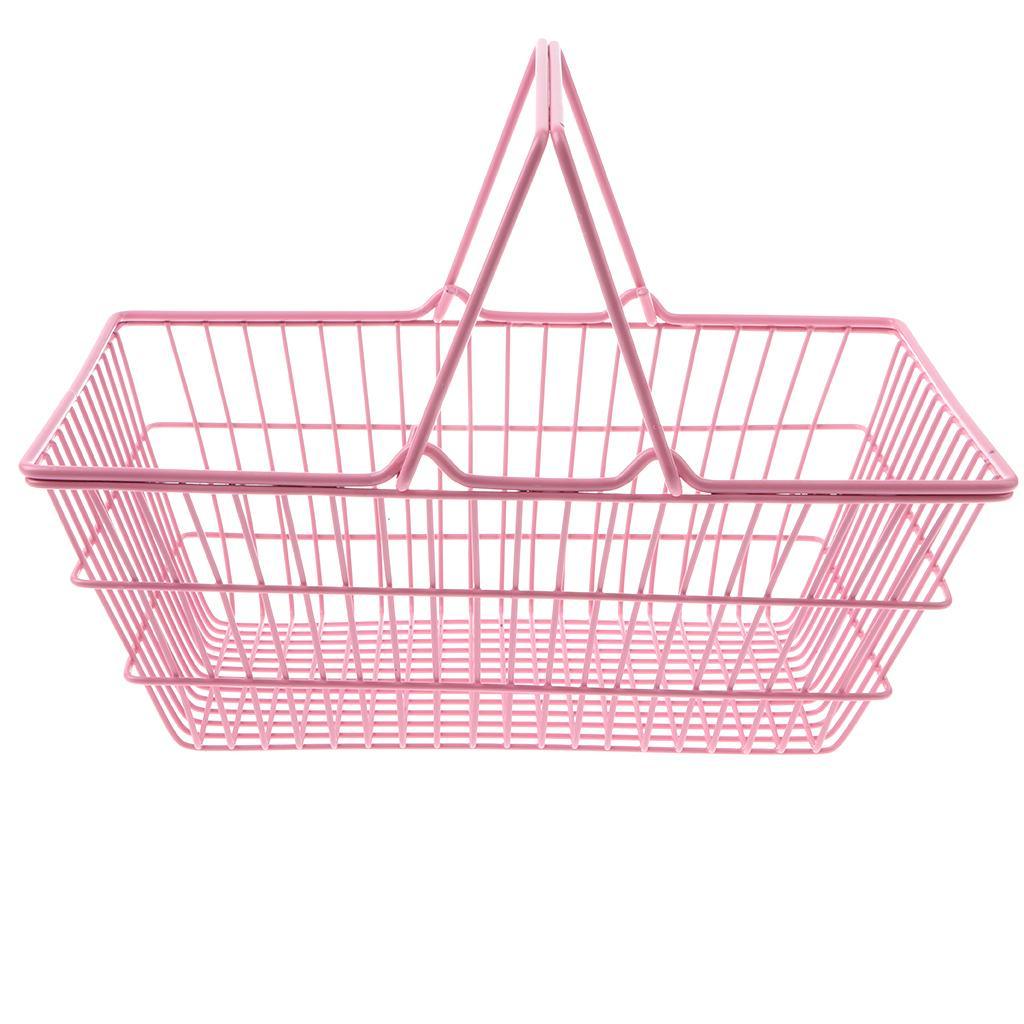 Maxbell Kids Mini Metal Supermarket Shopping Basket For Kitchen Fruit Vegetable Food Grocery Storage Pretend Play Tools Toy Gifts Pink L - Aladdin Shoppers