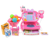 Maxbell Kids Rabbit Electronic Cash Register With Scanner Microphone Toy - Pretend Play Supermarket Checkout Counter Game, w/ Shopping Cart & Play Food Money Grocery - Aladdin Shoppers