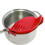 Maxbell Kitchen Silicone Food Pan Clip Pan Strainer Pot Drainer Sieve Colander Red - Aladdin Shoppers