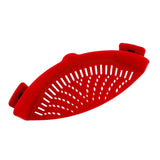 Maxbell Kitchen Silicone Food Pan Clip Pan Strainer Pot Drainer Sieve Colander Red