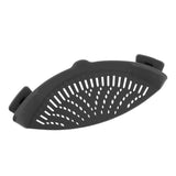 Maxbell Kitchen Silicone Food Pan Clip Strainer Pot Drainer Sieve Colander Black