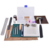 Maxbell Leather Craft Punch Tools Kit Stitching Carving Working Sewing Saddle Groover Leather Rivets Snap Buttons A5 Cutter Mat Rubber hammer Steel Ruler Tool Set - Aladdin Shoppers
