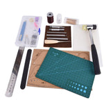 Maxbell Leather Craft Punch Tools Kit Stitching Carving Working Sewing Saddle Groover Leather Rivets Snap Buttons A5 Cutter Mat Rubber hammer Steel Ruler Tool Set - Aladdin Shoppers