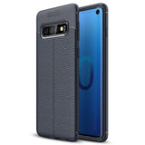 Maxbell Lichee Leather Cellphone Anti-drop Case for Samsung Galaxy S10 Dark Blue - Aladdin Shoppers