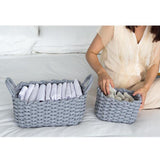 Maxbell Linen Weaving Storage Baskets Box with Handle Laundry Basket Organizer Grey S - Aladdin Shoppers