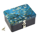 Maxbell Locked tinplate Metal Collection Iron Storage Box Van Gogh Apricot Flower - Aladdin Shoppers