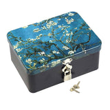 Maxbell Locked tinplate Metal Collection Iron Storage Box Van Gogh Apricot Flower - Aladdin Shoppers