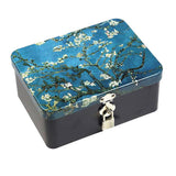 Maxbell Locked tinplate Metal Collection Iron Storage Box Van Gogh Apricot Flower - Aladdin Shoppers