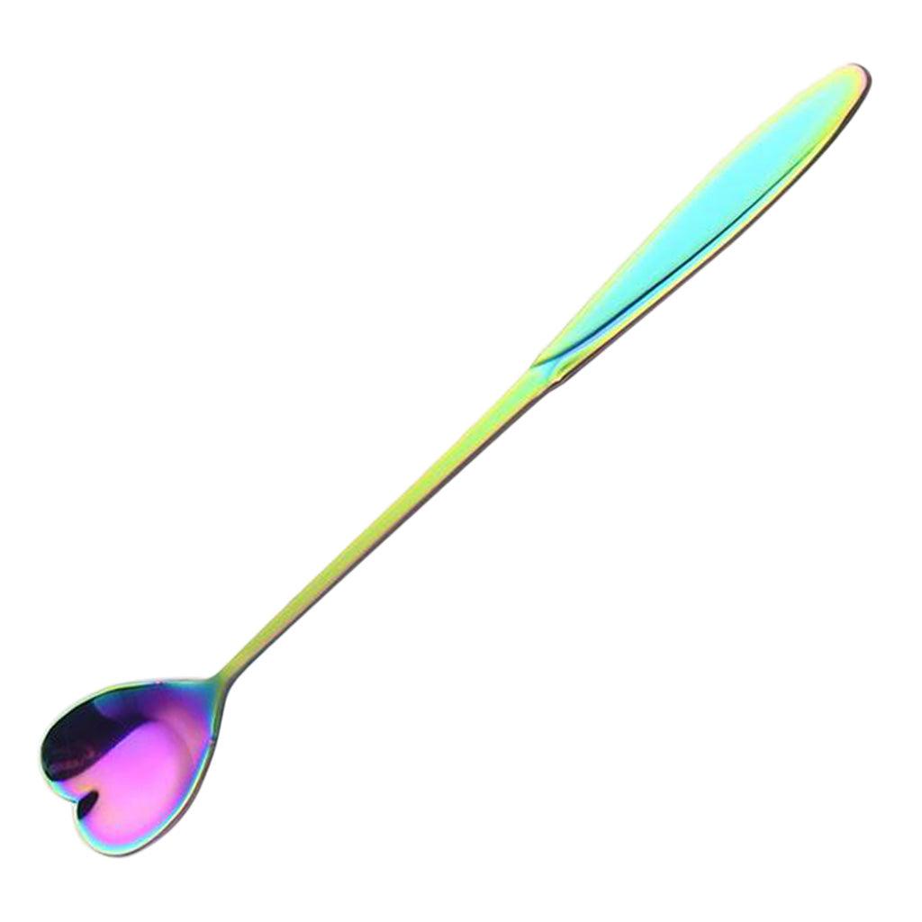 Maxbell Long Handle Stainless Steel Coffee Dessert Spoon Ladle Colorful Heart-Shape - Aladdin Shoppers