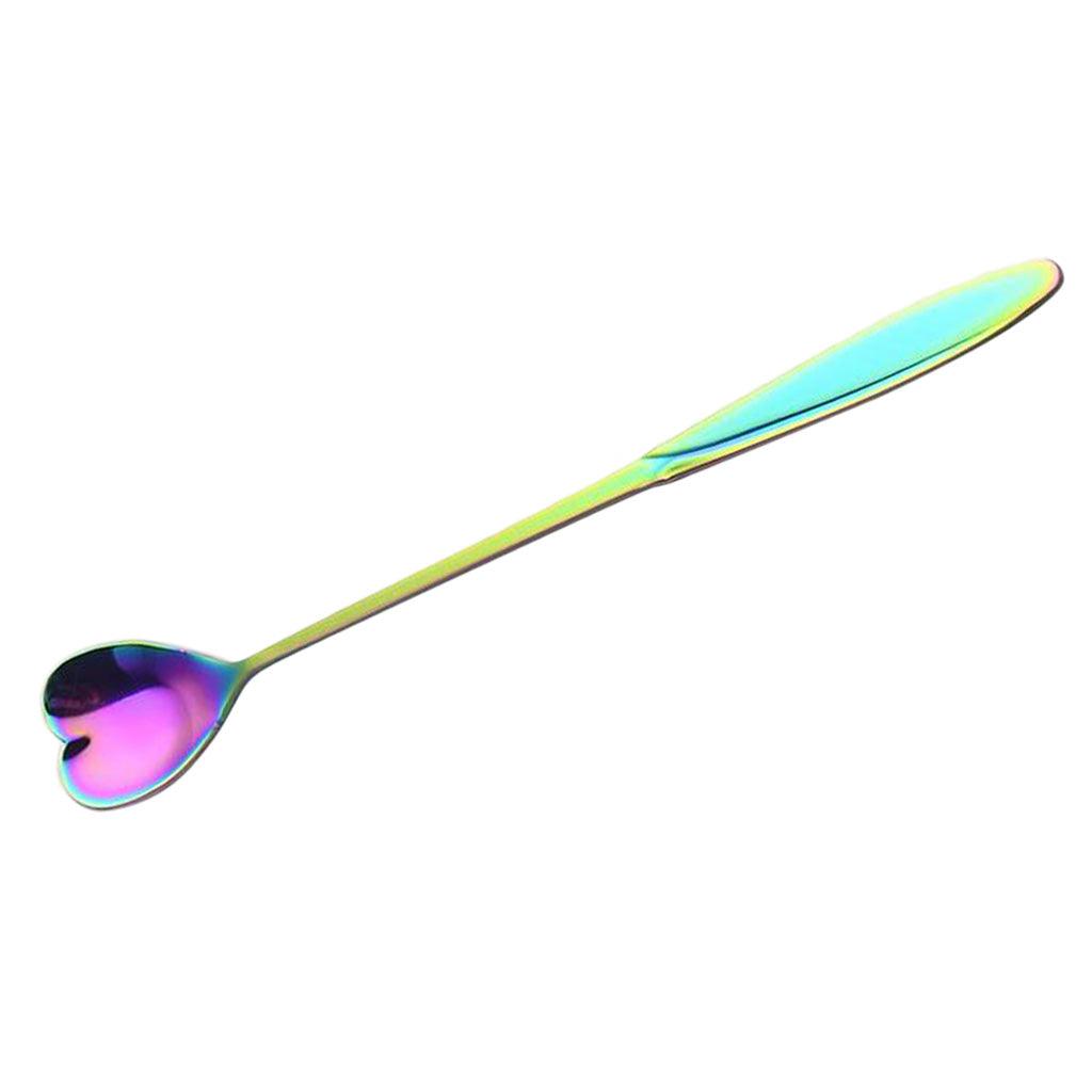 Maxbell Long Handle Stainless Steel Coffee Dessert Spoon Ladle Colorful Heart-Shape - Aladdin Shoppers