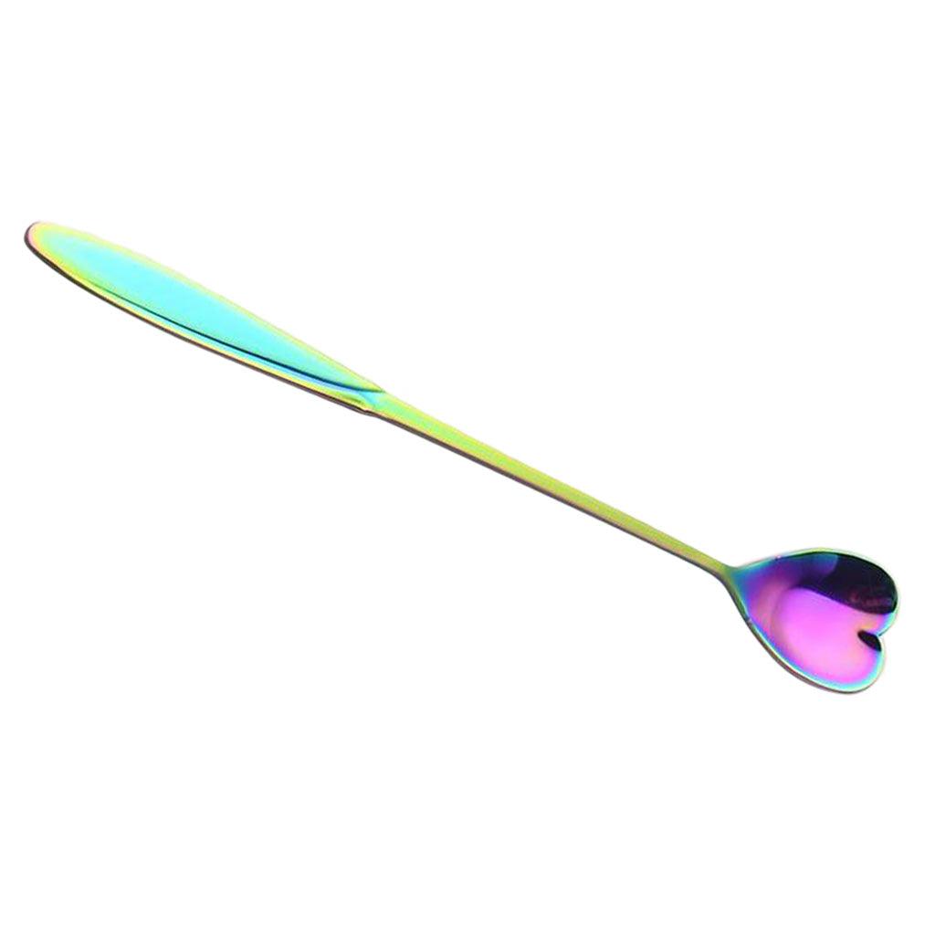 Maxbell Long Handle Stainless Steel Coffee Dessert Spoon Ladle Colorful Heart-Shape - Aladdin Shoppers
