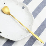 Maxbell Long Handle Stainless Steel Coffee Dessert Spoon Ladle Gold Heart - Aladdin Shoppers