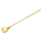 Maxbell Long Handle Stainless Steel Coffee Dessert Spoon Ladle Gold Heart - Aladdin Shoppers