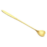 Maxbell Long Handle Stainless Steel Coffee Dessert Spoon Ladle Gold Heart - Aladdin Shoppers